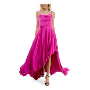TAYLOR Womens Pink Removable Straps Asymmetric Hem Sleeveless Gown Dress 10